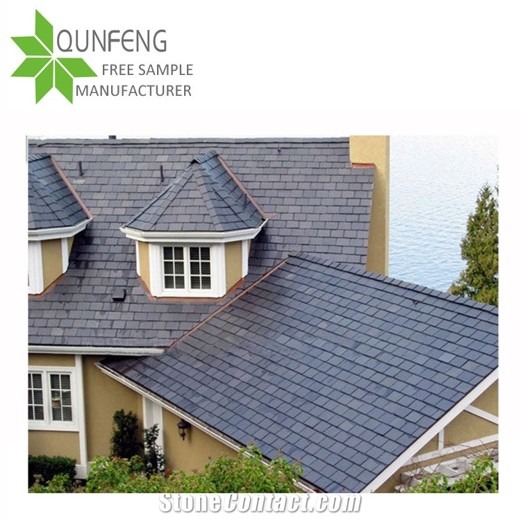 Ce Passed Erosion Resistance Antacid Split Surface Natural Black Stone Roof Slate Tile