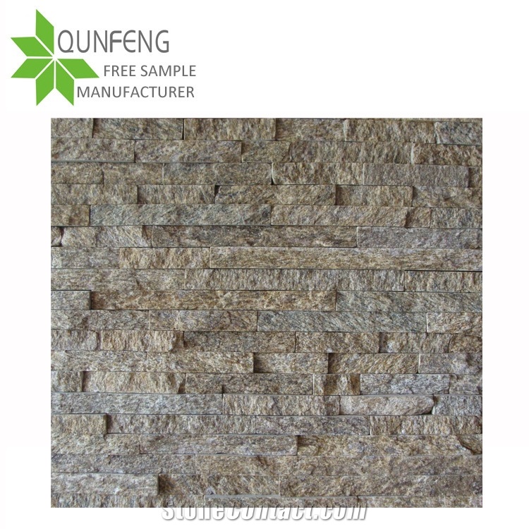 Cheap Price for Tiger Skin Yellow Quartzite Stacked Stone,Cultured Slate Stone,Wall Panel Stone