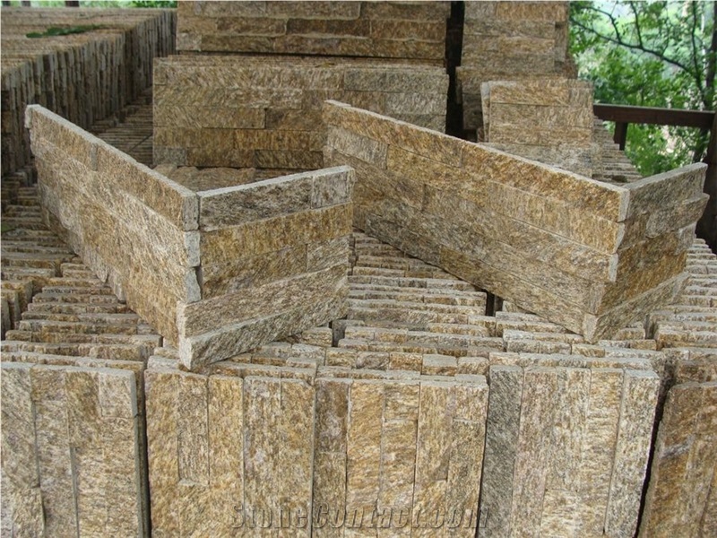 Cheap Price for Tiger Skin Yellow Quartzite Stacked Stone,Cultured Slate Stone,Wall Panel Stone