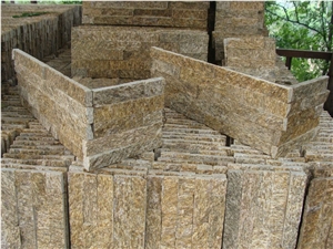 Cheap Price for Tiger Skin Yellow Quartzite Stacked Stone,Cultured Slate Stone,Wall Panel Stone