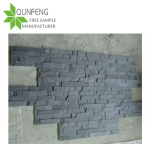 China Black Slate Stacked Stone Veneer with Mushroom Surface,Flexible Stone Slate Cladding