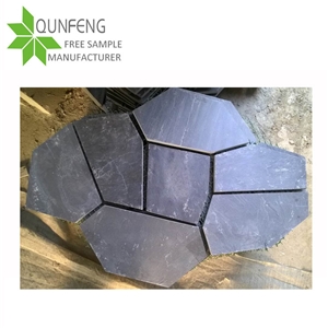 China Cheap Price Black Slate Random Flagstone Tiles, Natural Slate for Floor and Wall , Black Slate on Mesh , Flagstone Flooring Paving Covering