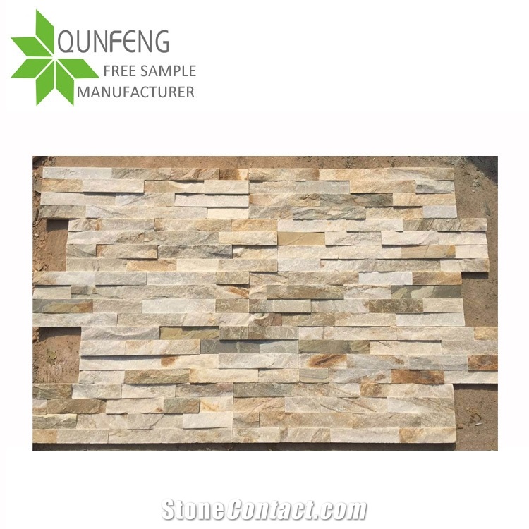 Erosion Resistance Antacid Split Surface Durable Non-Fading Natural Yellow Culture Stone Wall Panel Slate