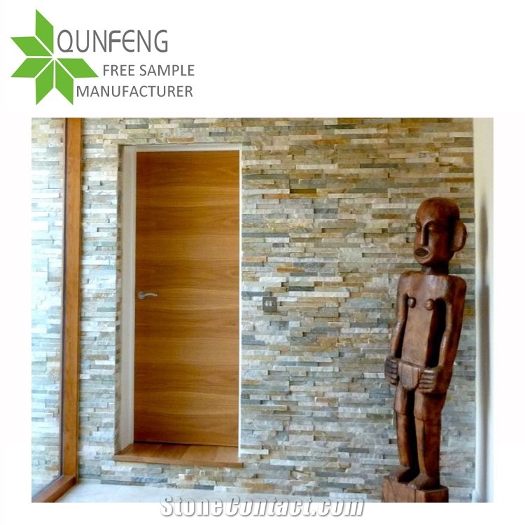 Erosion Resistance Antacid Split Surface Durable Non-Fading Natural Yellow Culture Stone Wall Panel Slate