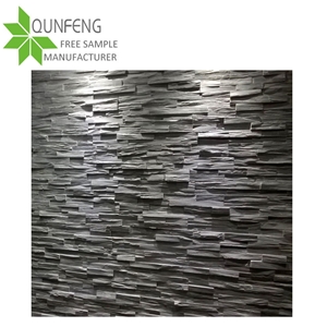 Erosion Resistance Antacid Split Surface Natural Black Culture Stone Wall Panel/Slate Wall Cladding Stone