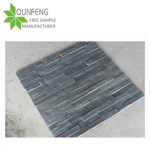 Fireplace Split Black Slate Wall Panel Stone, Interior and Exterior Wall Decorative Stone