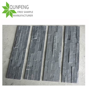 Fireplace Split Black Slate Wall Panel Stone, Interior and Exterior Wall Decorative Stone