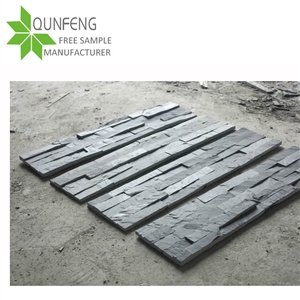 Fireplace Split Black Slate Wall Panel Stone, Interior and Exterior Wall Decorative Stone