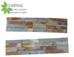 Hebei Populare Autumn Gold/Rusty Slate Brick Stacked Stone for Corner Slate Stone
