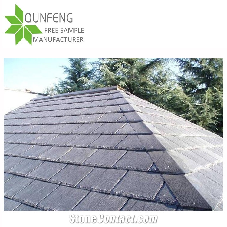 High Quality Chipped Edge U-Shape Black Roof Tiles