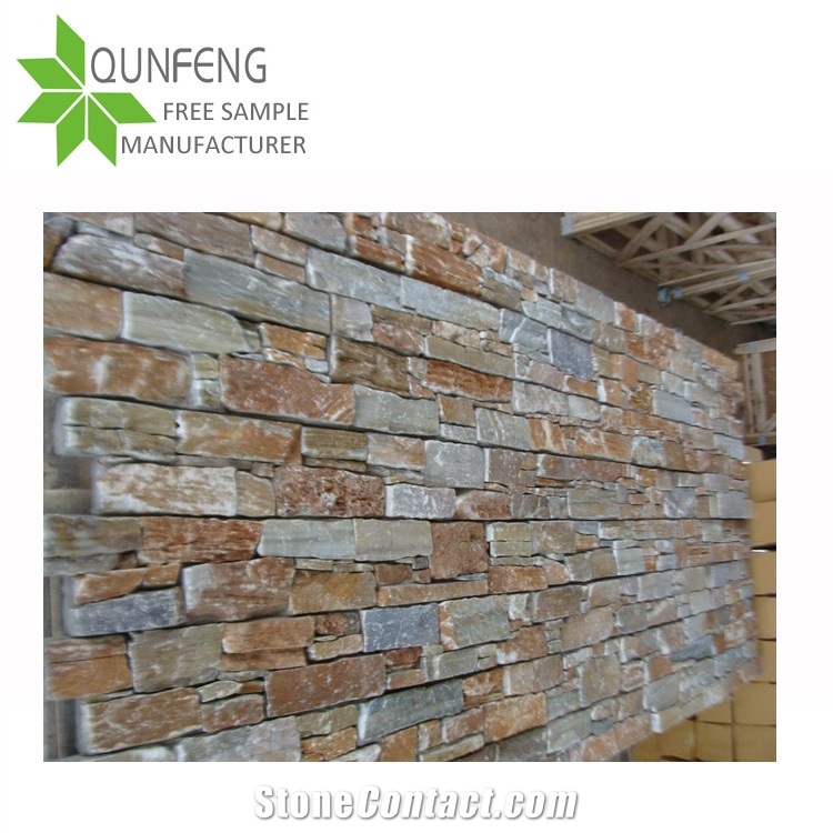 High Quality P014 Cement Ledge Stone,Wall Cladding Panel with Cement Back, Cultured Slate Stone for Z Clad