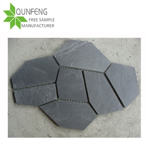 Irregular Random Shape Natural Split Surface Black Stone Wall Tile/Flooring Slate Tile