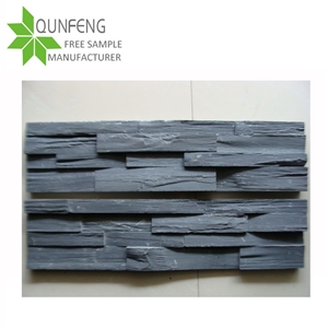 Manufactured China Natural Black Slate Stone Wall Decor with Raw Edge, Stacked Stone Cladding