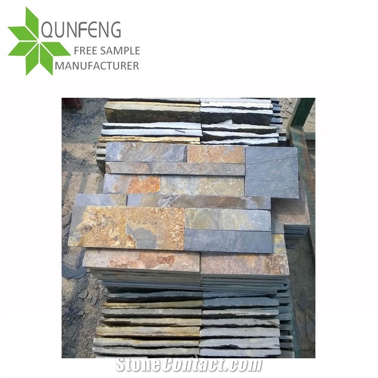 Manufactured Multicolor S Shape Slate Wall Panel Stone,Feature Stone Wall,Cultured Stone