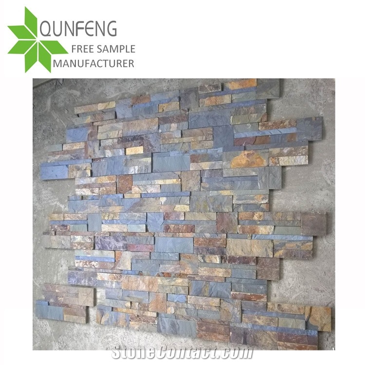 Manufactured Multicolor S Shape Slate Wall Panel Stone,Feature Stone Wall,Cultured Stone