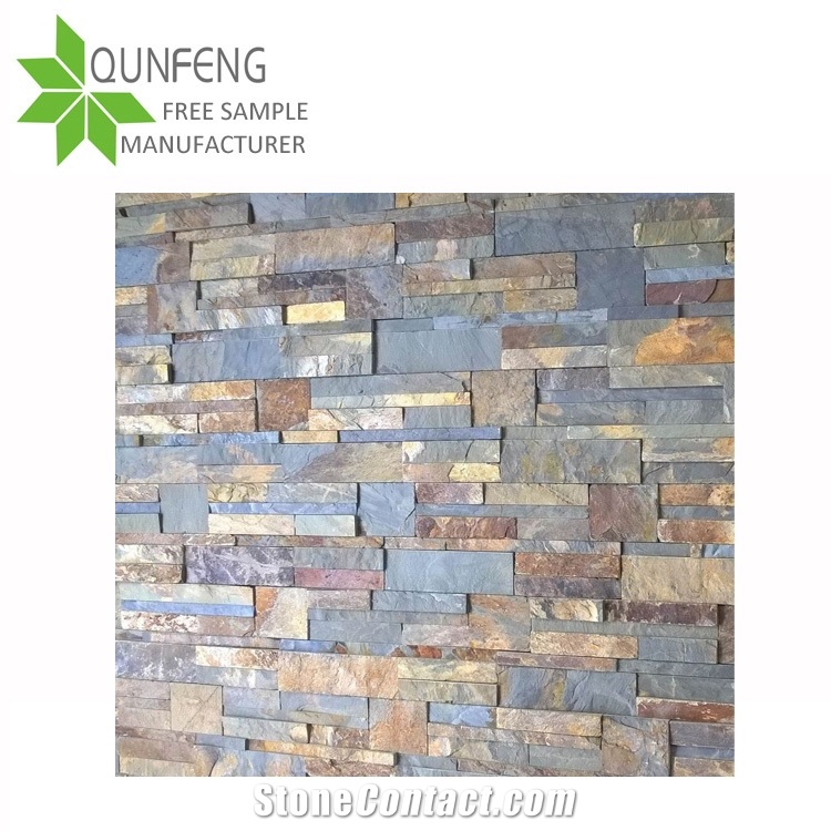 Manufactured Multicolor S Shape Slate Wall Panel Stone,Feature Stone Wall,Cultured Stone