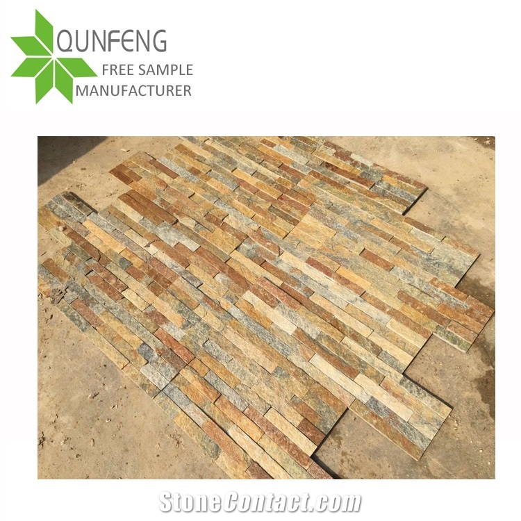 On Sale Cheap Rusty Brown Quartzite Stacked Stone Veneer, Quartzite Wall Cladding Stone