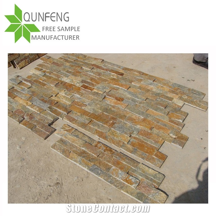 On Sale Cheap Rusty Brown Quartzite Stacked Stone Veneer, Quartzite Wall Cladding Stone