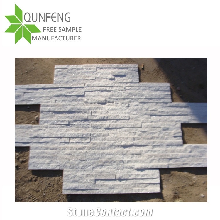 Snow White Quartzite Glued Cultured Stones Ledges Stone Veneer for Wall Decoration