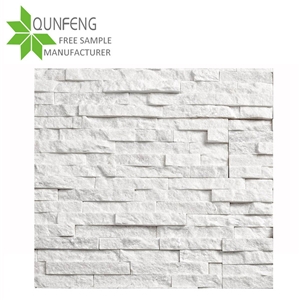 Snow White Quartzite Glued Cultured Stones Ledges Stone Veneer for Wall Decoration