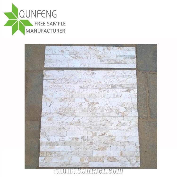 Split Surface Durable Natural Beige Marble Culture Stone Panel Wall Cladding Stone