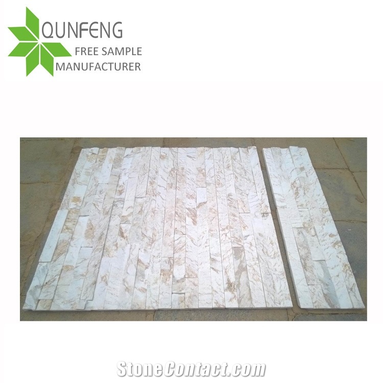Split Surface Durable Natural Beige Marble Culture Stone Panel Wall Cladding Stone