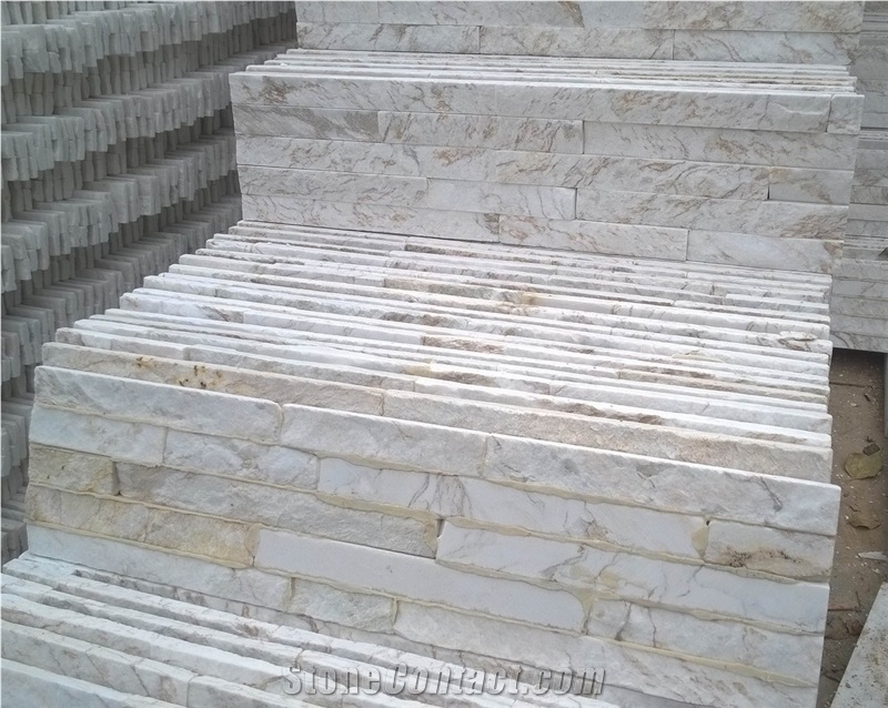 Split Surface Durable Natural Beige Marble Culture Stone Panel Wall Cladding Stone