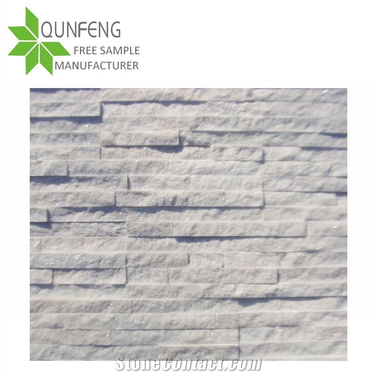 Split Surface Durable Non-Fading Natural White Quartzite Culture Stone Wall Stacked Stone