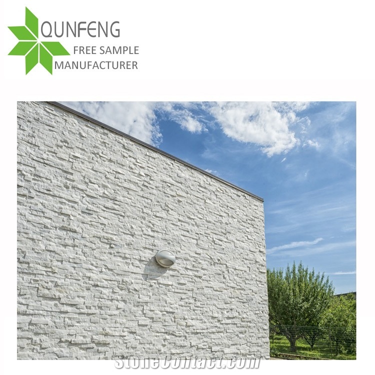 Split Surface Durable Non-Fading Natural White Quartzite Culture Stone Wall Stacked Stone
