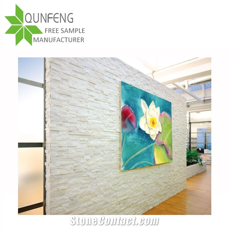 Split Surface Durable Non-Fading Natural White Quartzite Culture Stone Wall Stacked Stone