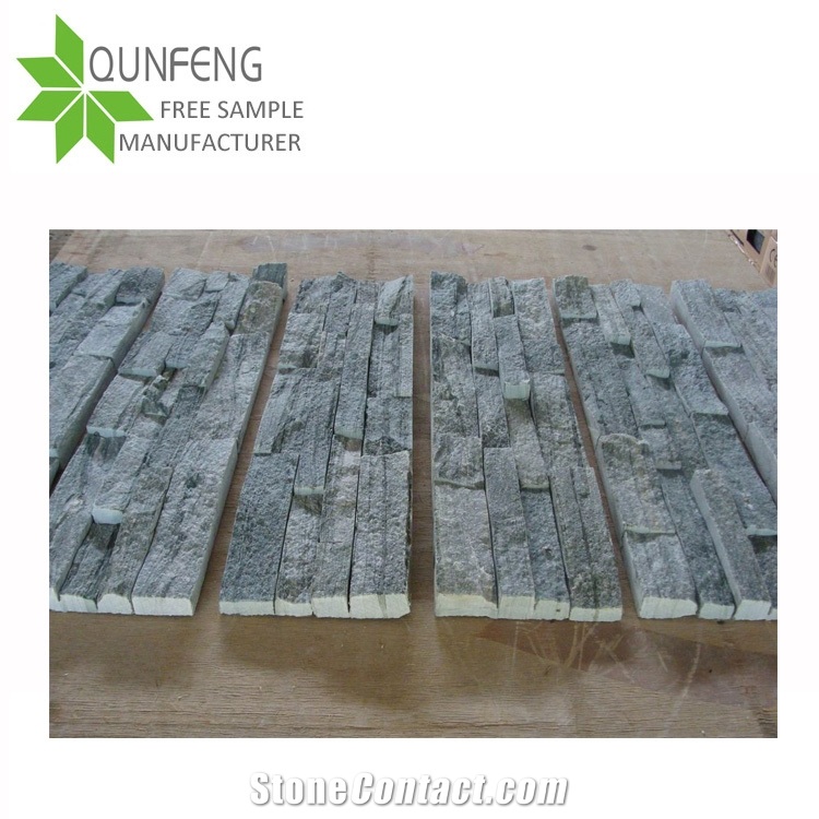 Split Antacid Natural Green Slate Stacked Stone Panel