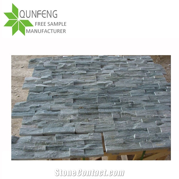 Split Antacid Natural Green Slate Stacked Stone Panel