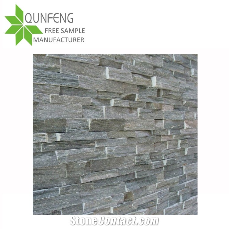 Split Antacid Natural Green Slate Stacked Stone Panel