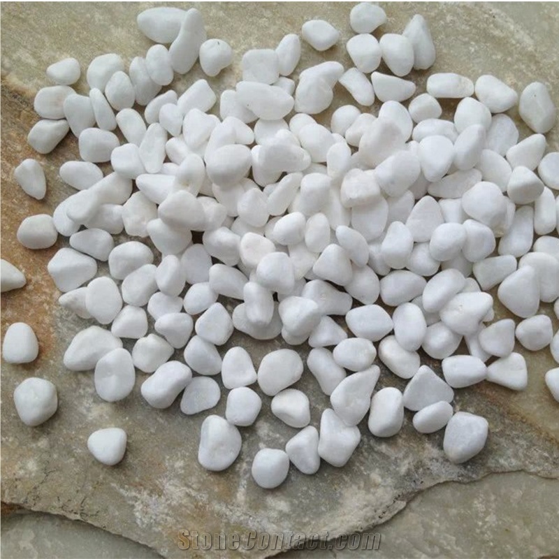 Bulk Wholesale Outside Tumbled Artificial Snow White Garden Stone Chips Display Flooring