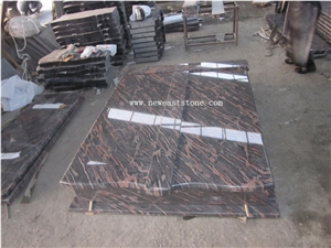 China Rose Aurora Granite Polished Headstone, Vase, Lamp, Gravestone, European Style Aurora Granite Tombstone & Monument with Carving