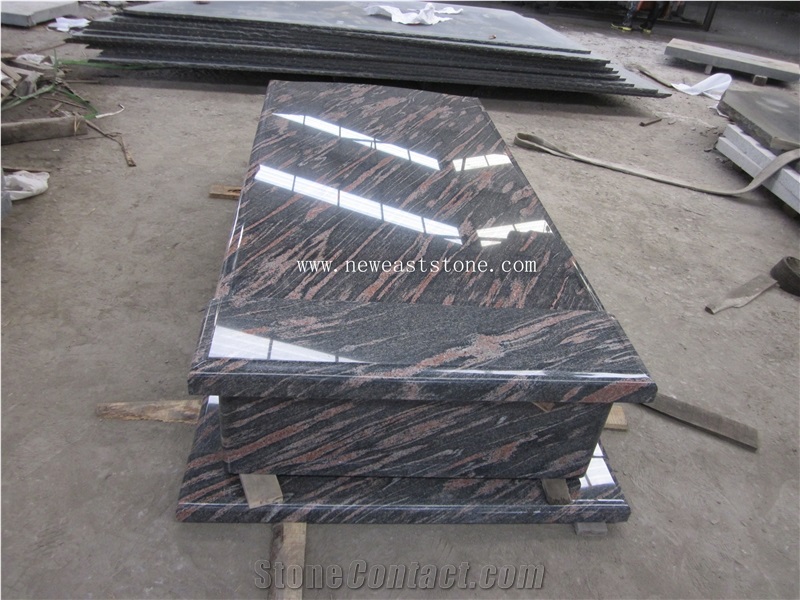 China Rose Aurora Granite Polished Headstone, Vase, Lamp, Gravestone, European Style Aurora Granite Tombstone & Monument with Carving