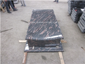 China Rose Aurora Granite Polished Headstone, Vase, Lamp, Gravestone, European Style Aurora Granite Tombstone & Monument with Carving