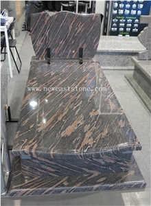 China Rose Aurora Granite Polished Headstone, Vase, Lamp, Gravestone, European Style Aurora Granite Tombstone & Monument with Carving
