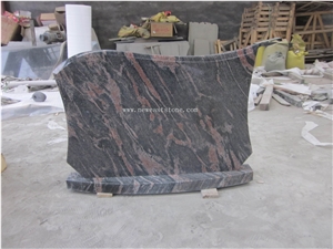 China Rose Aurora Granite Polished Headstone, Vase, Lamp, Gravestone, European Style Aurora Granite Tombstone & Monument with Carving