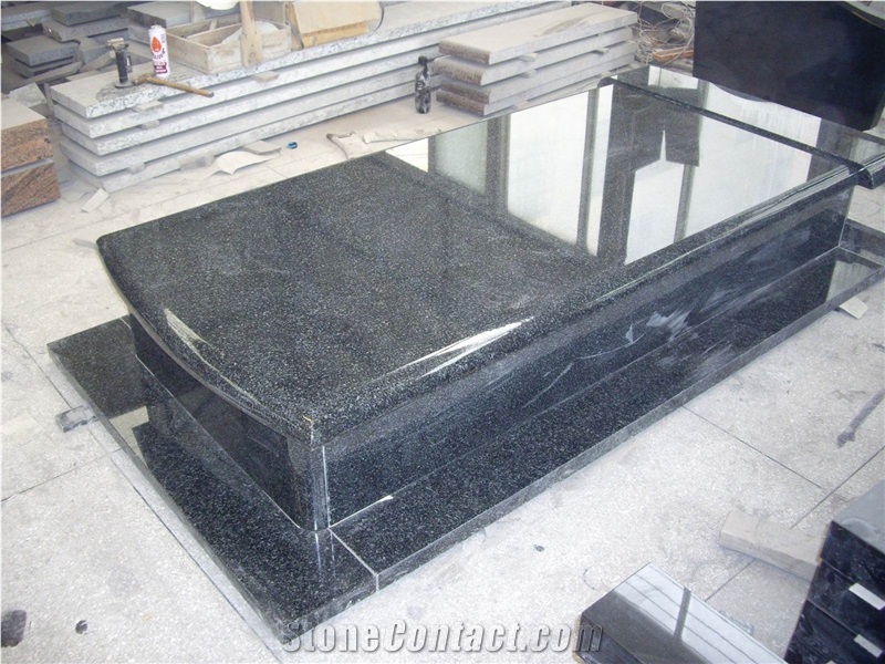 G699 Green Granite Tombstone & Monument, G699 Poland Style Tombstone with Cross
