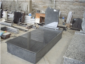 G699 Green Granite Tombstone & Monument, G699 Poland Style Tombstone with Cross