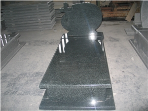 G699 Green Granite Tombstone & Monument, G699 Poland Style Tombstone with Cross