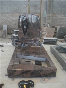 Indian Aurora Granite Tombstone & Monument, Red Granite Tombstone, Aurora Polished Rose Carving Tombstone & Monument