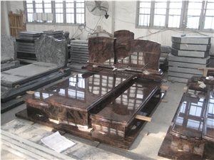 Indian Aurora Granite Tombstone & Monument, Red Granite Tombstone, Aurora Polished Rose Carving Tombstone & Monument