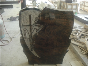 Indian Aurora Granite Tombstone & Monument, Red Granite Tombstone, Aurora Polished Rose Carving Tombstone & Monument