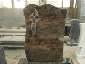 Indian Aurora Granite Tombstone & Monument, Red Granite Tombstone, Aurora Polished Rose Carving Tombstone & Monument