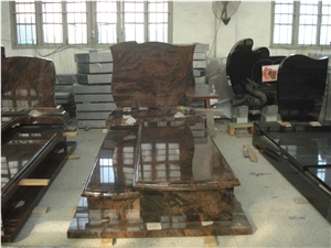 Indian Aurora Granite Tombstone & Monument, Red Granite Tombstone, Aurora Polished Rose Carving Tombstone & Monument