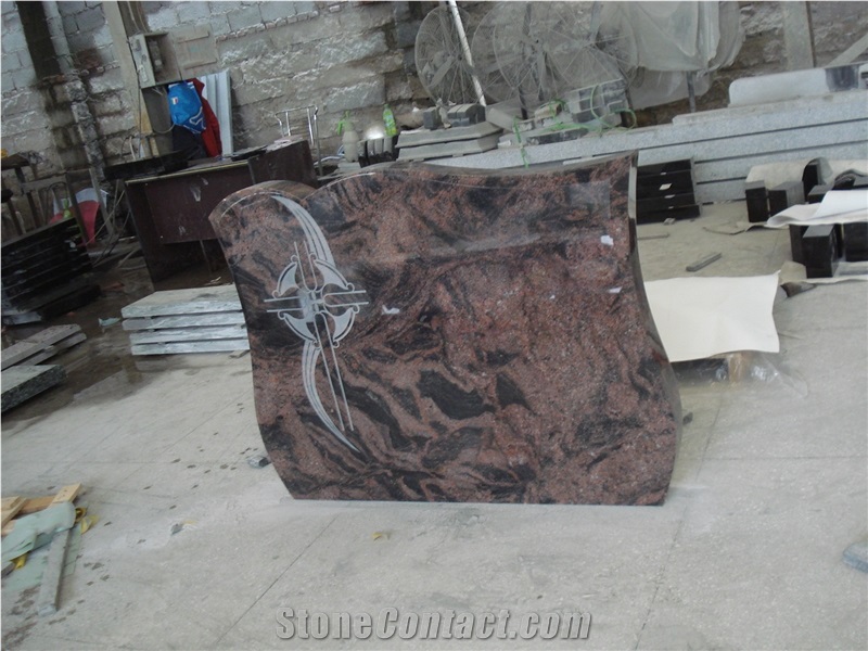 Indian Aurora Granite Tombstone & Monument, Red Granite Tombstone, Aurora Polished Rose Carving Tombstone & Monument