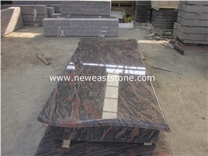 Poland Style Headstone, China Aurora Granite Tombstone, Headstone Tombstone Monuments, Gravestone, Rose Aurora Granite Polished Headstone