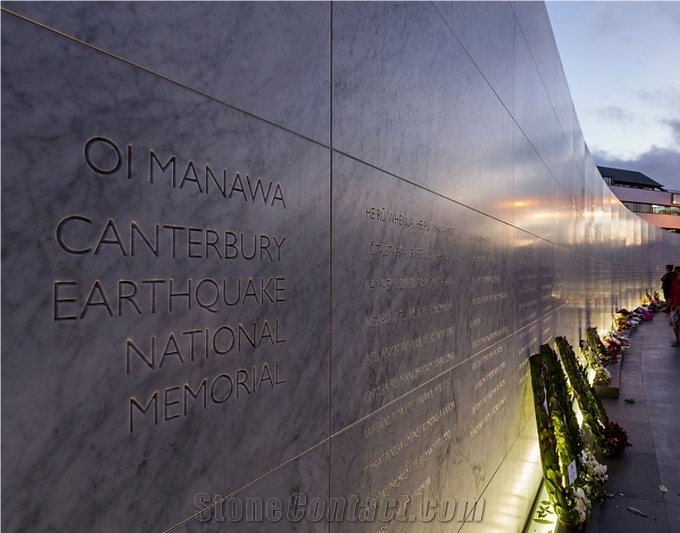 The Canterbury Earthquake Memorial Wall - Italian Carrara Marble Wall and China Basalt Pavers